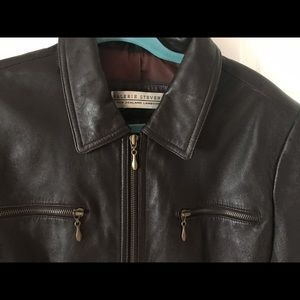 Valerie Stevens Dark Brown Leather Jacket size 14